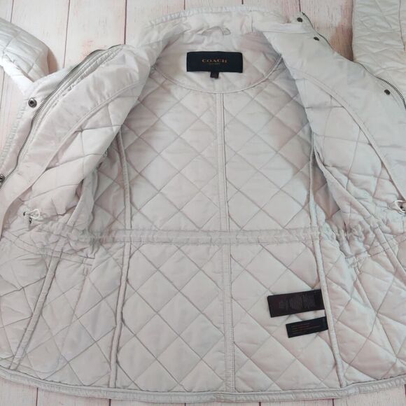 Coach diamond quilted jacket F84993 oyster sz S - Picture 5 of 10